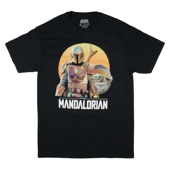 Star Wars Mandalorian And Baby Yoda Graphic Print T-Shirt medium - Picture 1 of 5